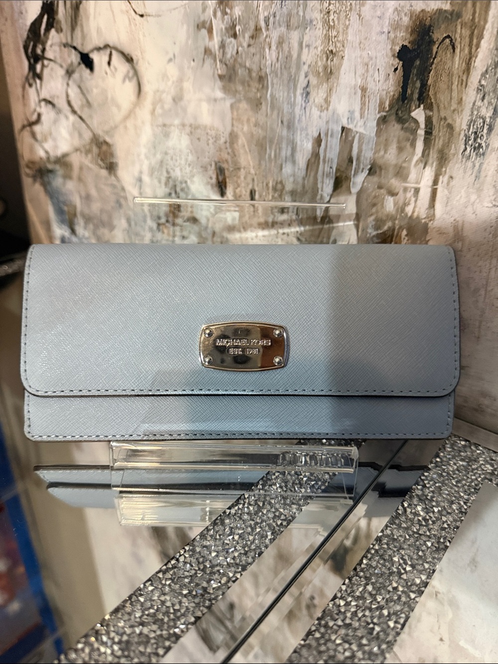 Michael Kors Pale Blue Saffiano Continental Wallet